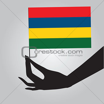 Hand with flag Mauritius