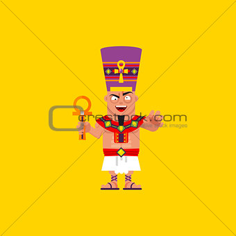 King of Egypt, Pharaoh character for halloween in a flat style