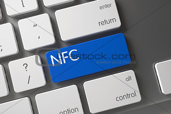 NFC - Blue Keyboard Key. 3D.