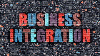 Business Integration in Multicolor. Doodle Design.