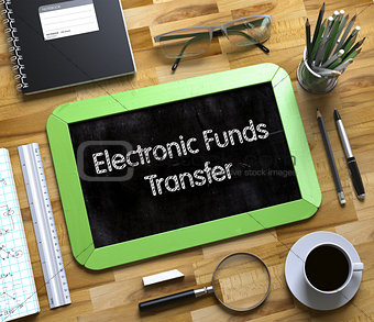 Electronic Funds Transfer on Small Chalkboard. 3D.