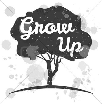 Grow Up. Concept. Tree Crown. Poster or print. Vector Illustration