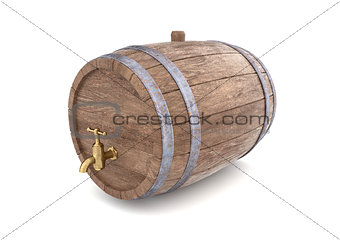 Wooden barrel isolated on a white background. 3D render