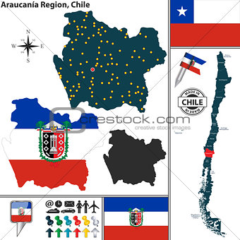 Map of Araucania, Chile