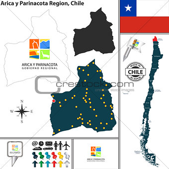 Map of Arica y Parinacota, Chile