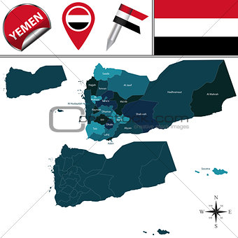 Map of Yemen with Governorates