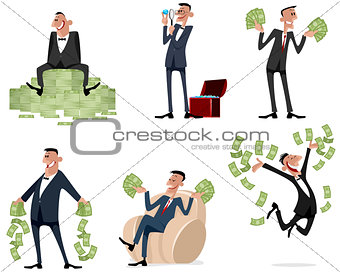 Six businessmen with money