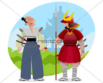 Two samurais in Japan