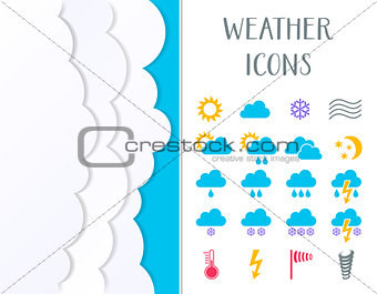 Colorful vector weather icons collection