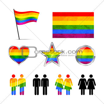 Gay couples icons isolated on white