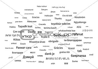 Thanks phrase in different languages of the world on white background