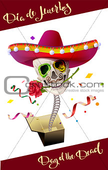 Day of the Dead. Skull Mexican Hat. Dia de Muertos