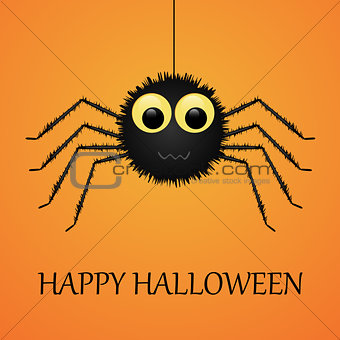 Happy Halloween orange background with spider.