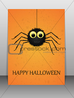 Happy Halloween greeting card with spider.