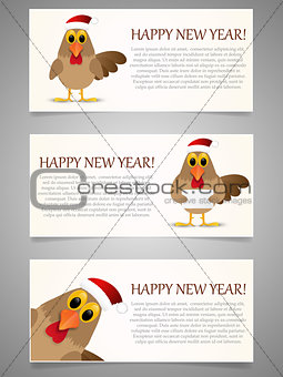 Happy New Year banner set with rooster.