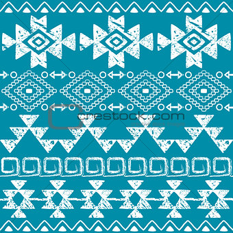 Seamless Navajo hand drawn print, retro Aztec pattern, Tribal design with scratches