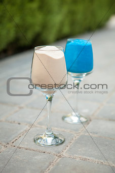 Glasses with colored sand