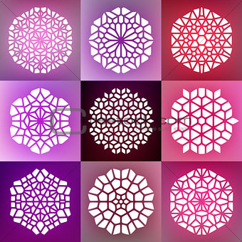 Set of Nine Vector Decorative Mandala Ornaments Illustration