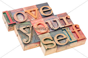 love yourself in wood type