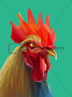 Beautiful colorful and bright polygon rooster.