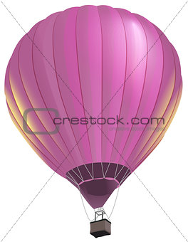 Pink big air balloon with basket flies