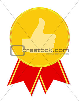 Thump Up Vector Sign Label. Vector Illustration
