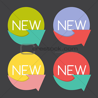 New Product Label Set  in Retro Colors Vector Illustration