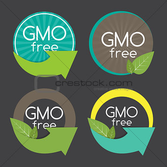 Gmo Free Label Set Vector Illustration