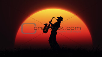 Man playing on saxophone