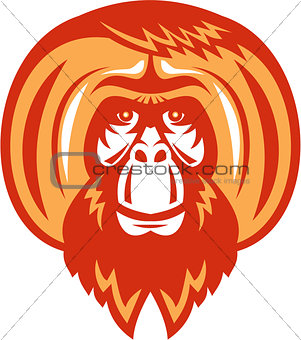 Orangutan Bearded Front Retro
