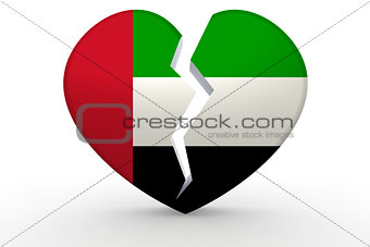 Broken white heart shape with UAE flag