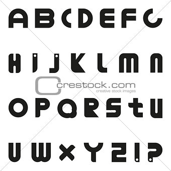 Black vector letters. Minimalist alphabet.