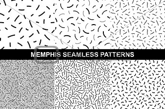 Collection of retro memphis patterns - seamless.