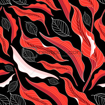 Graphic pattern red leaves
