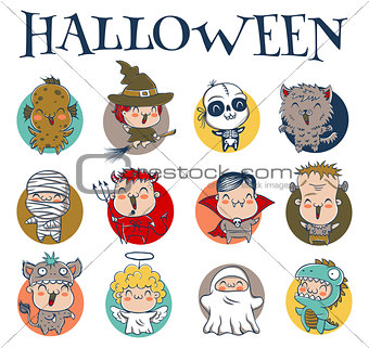 children with costumes for Halloween
