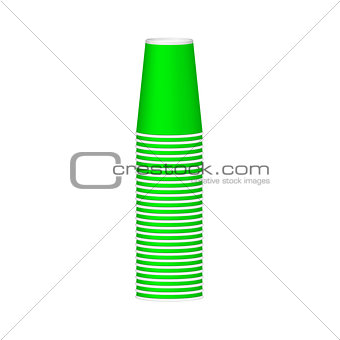 Stack of cups in green design