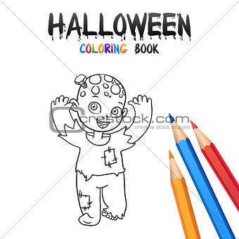 Halloween Coloring Book. Cute Baby Cartoon Character.