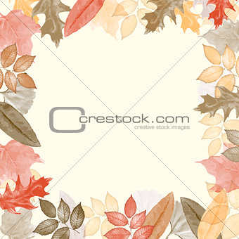 Autumn watercolor frame with leaves