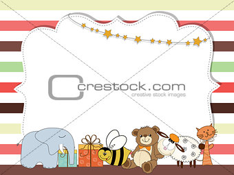 Pretty frame on color lines , template for baby shower or birthd