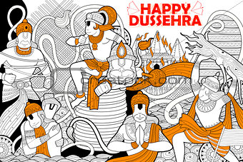 Hanuman doodle for Happy Dussehra Navratri festival of India
