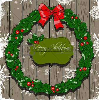 Christmas card with wreath.