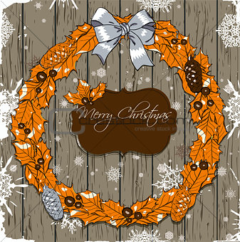 Christmas card with wreath.