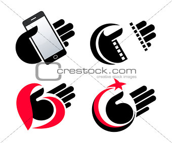 concept objects in hand vector icons eps10