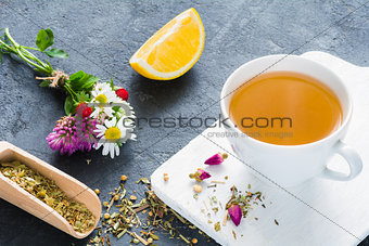 Herbal tea with lemon