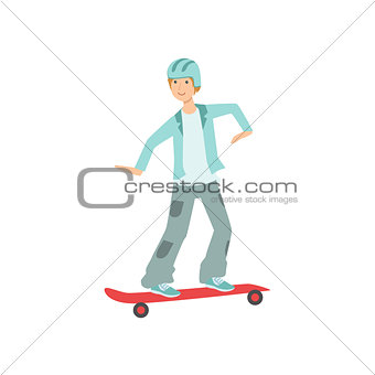 Guy Riding Skateboard In Helmet