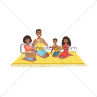 Family With Two Kids On Picnic