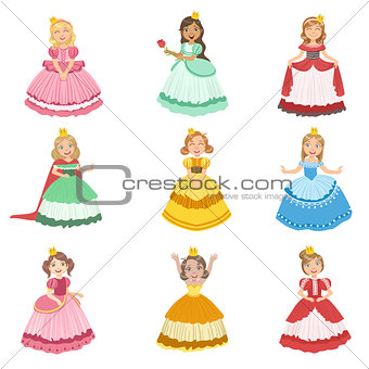 Little Girls Dressed As Fairy Tale Princesses