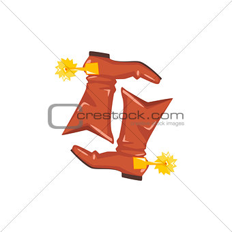 Pair Of Cowboy Boots With Spur Drawing Isolated On White Background