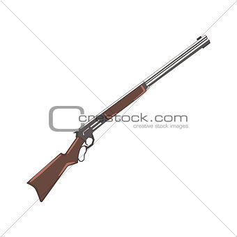 Rifle Cowboy Gun Drawing Isolated On White Background