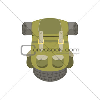 Green Hiking Backpack With Rolled Matrass